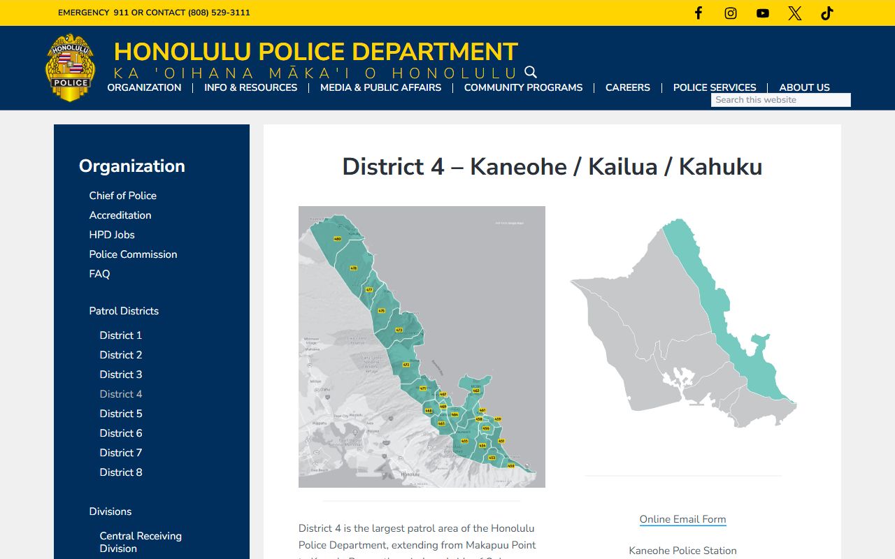 Kailua public records HPD District 4 station resource